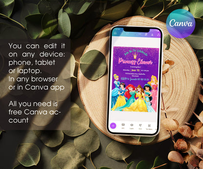 Disney Princess customizable invitation template | Share or Print | girl | ID505
