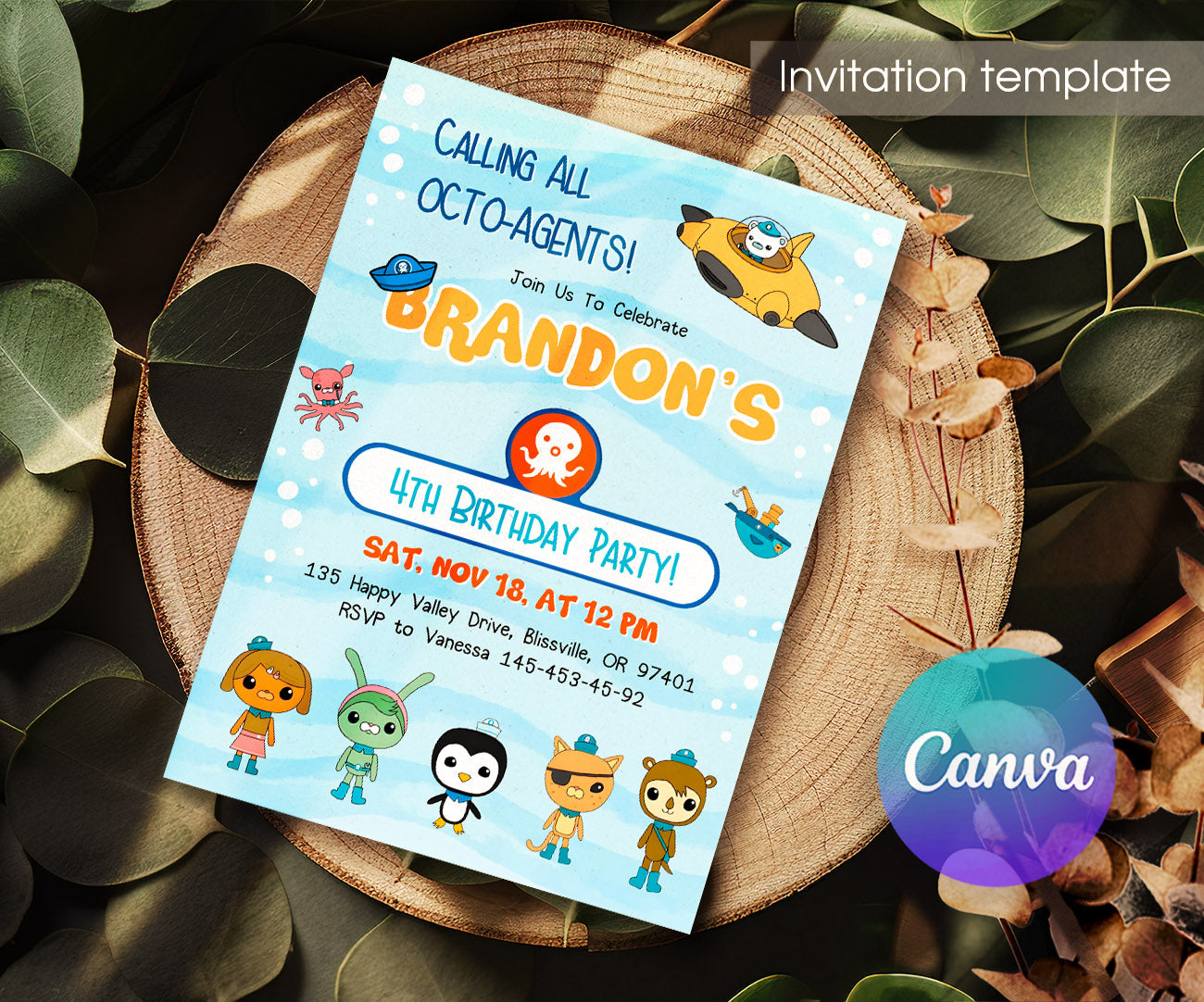 Octonauts customizable invitation template | Share or Print | OK889