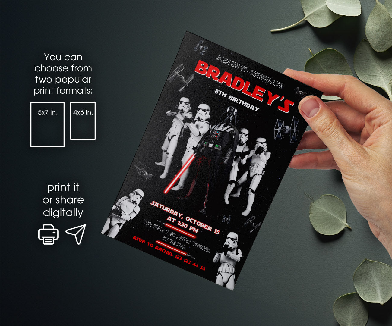 Star Wars Darth Vader customizable invitation template | Share or Print | boy | VX230