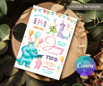Monsters, Inc. customizable invitation template | Share or Print | NZ001
