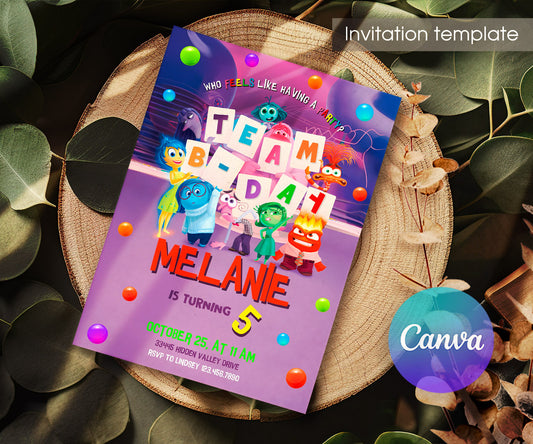 Inside Out 2 customizable invitation template | Share or Print | VV134