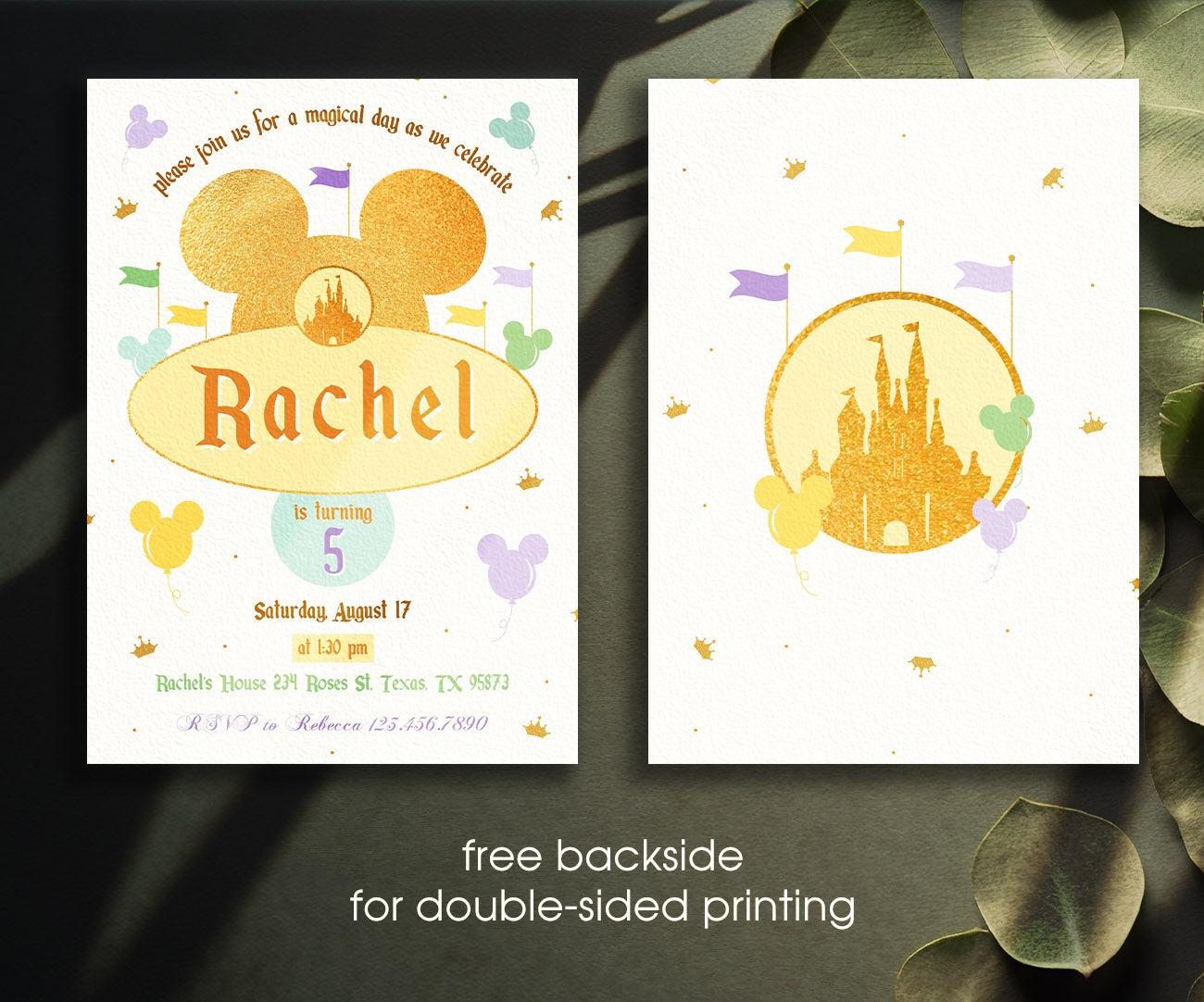 Disneyland customizable invitation template | Share or Print | girl | ZE763