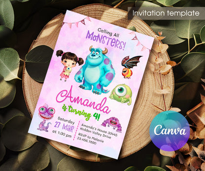 Monsters, Inc. customizable invitation template | Share or Print | OM911