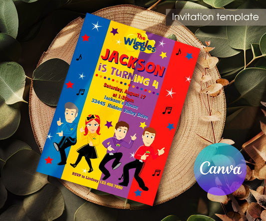 Wiggles One Finger One Thumb customizable invitation template | Share or Print | LA273