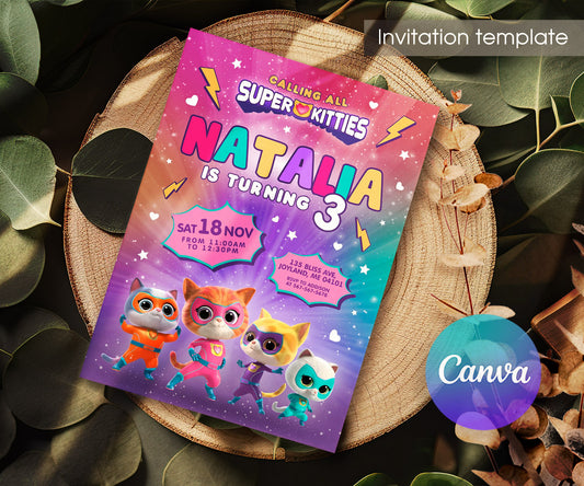 SuperKitties customizable invitation template | Share or Print | TT743