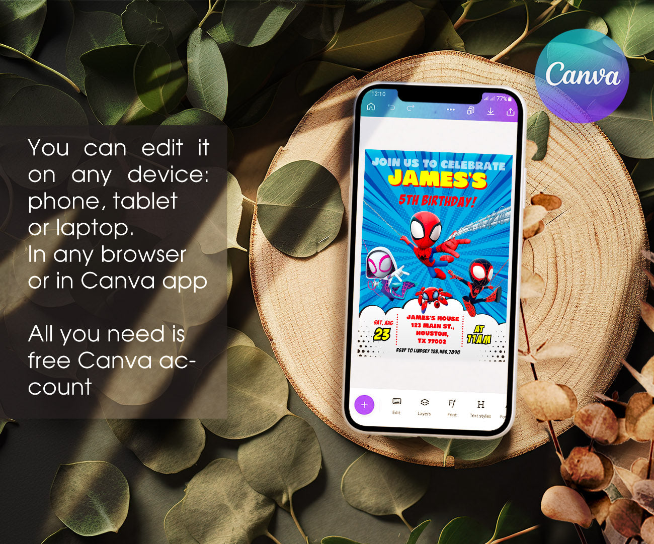 Spidey and His Amazing Friends customizable invitation template | Share or Print | boy | HT694