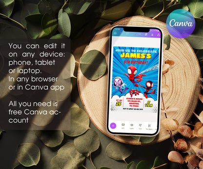Spidey and His Amazing Friends customizable invitation template | Share or Print | boy | HT694