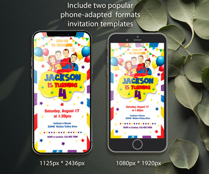 Wiggles One Finger One Thumb customizable invitation template | Share or Print | CQ305