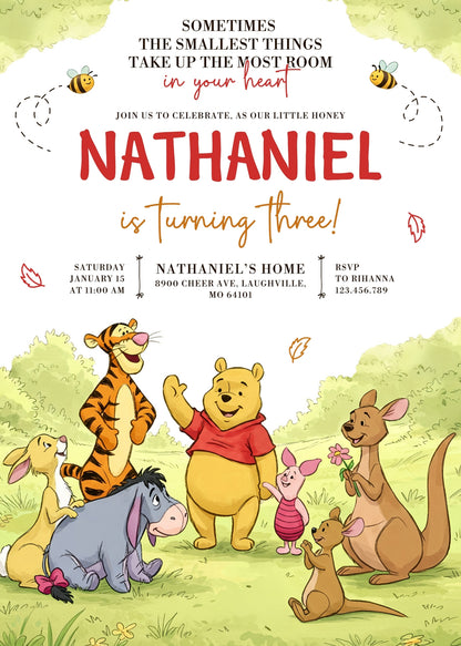 Winnie the Pooh customizable invitation template | Share or Print | NX972