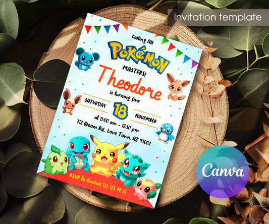 Pokemon Pikachu customizable invitation template | Share or Print | TI340