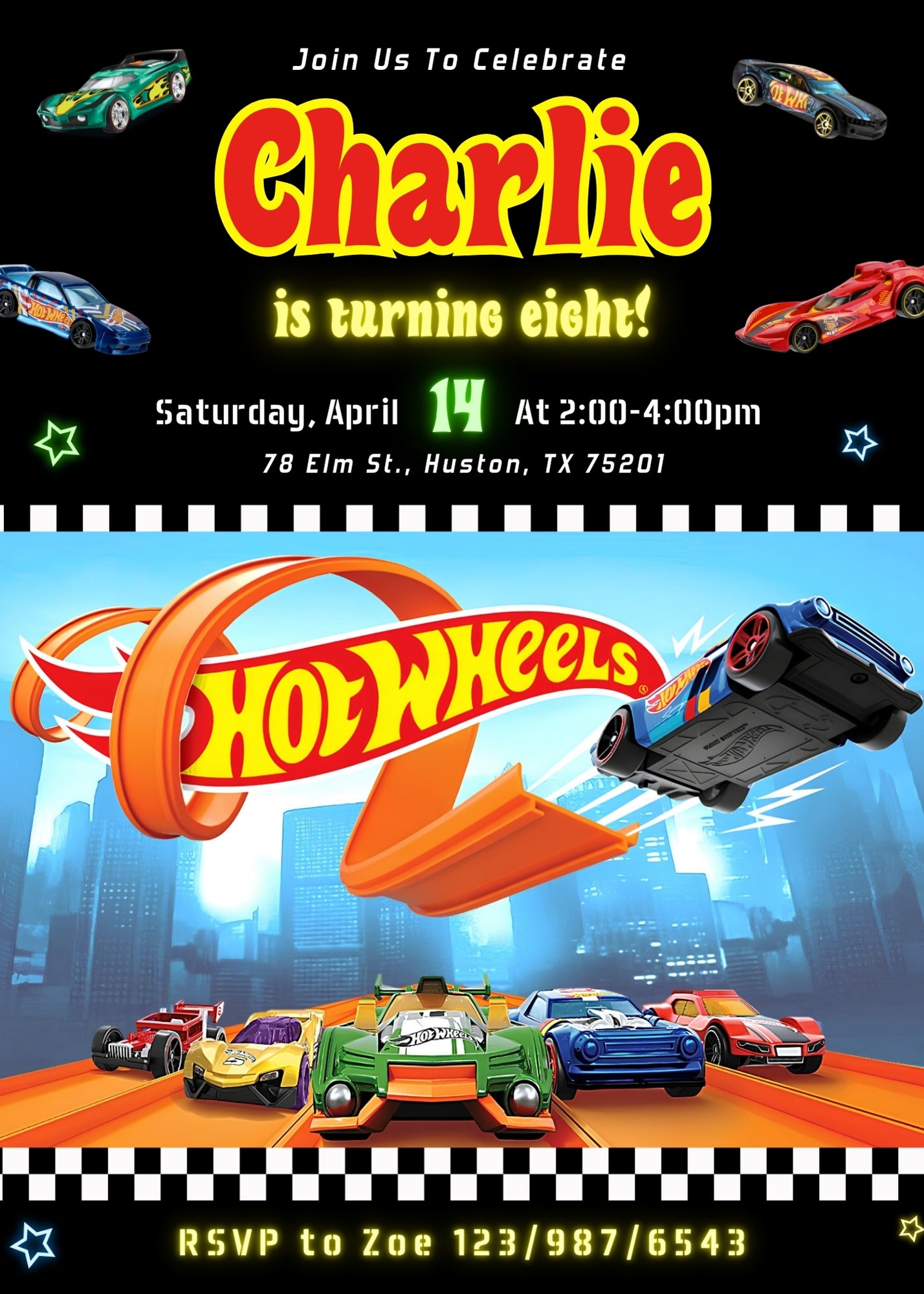Hot Wheels Racing customizable invitation template | Share or Print | boy | GP773