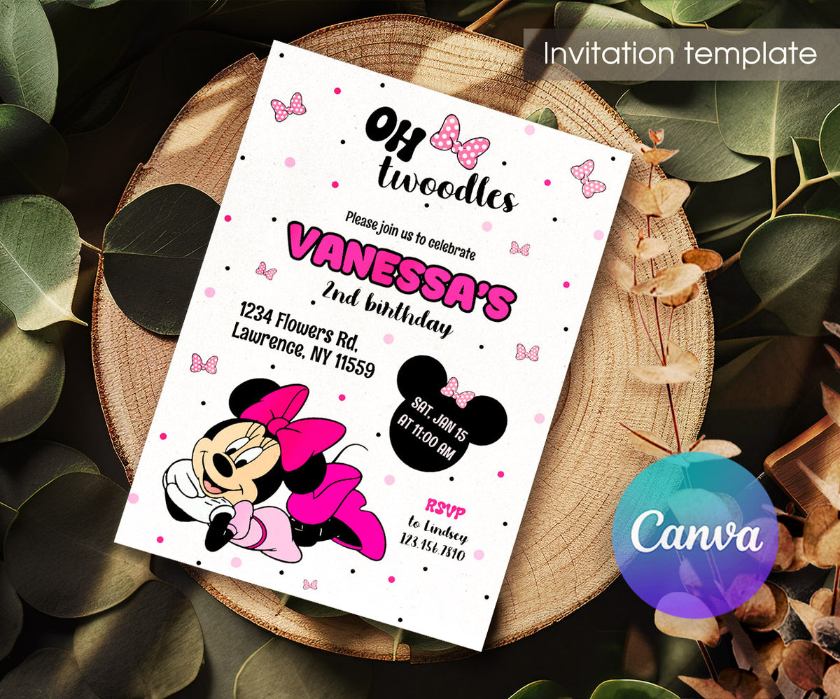 Minnie Mouse Disney Mickey customizable invitation template | Share or Print | girl | EE851