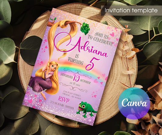 Rapunzel Princess Tangled customizable invitation template | Share or Print | girl | LM913