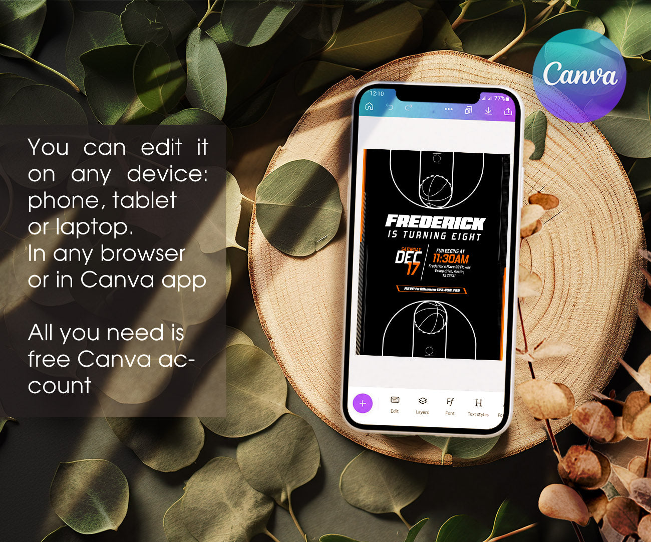 Basketball NBA Slam Dunk customizable invitation template | Share or Print | boy | FH268