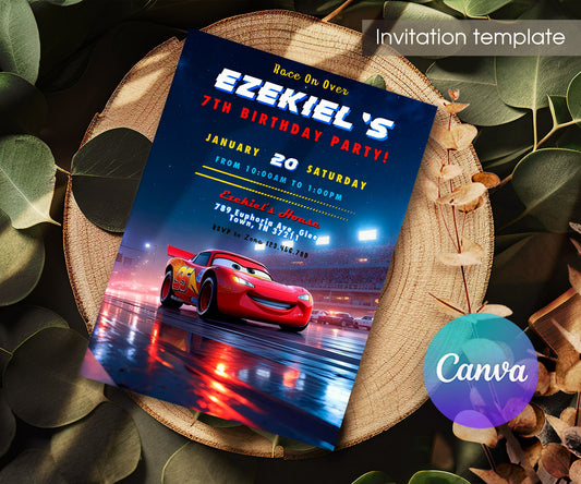 Cars Lightning McQueen customizable invitation template | Share or Print | boy | UP912
