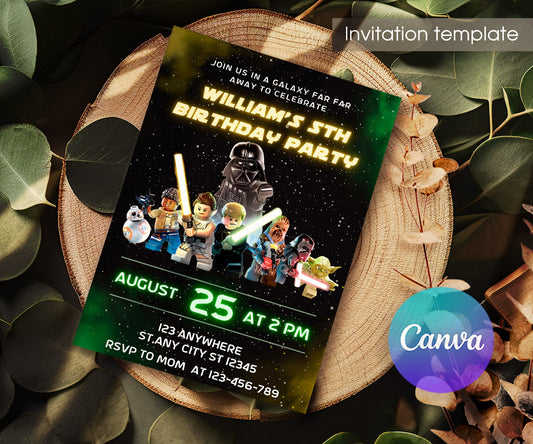 Star Wars Darth Vader Lego Minifigures customizable invitation template | Share or Print | OZ430