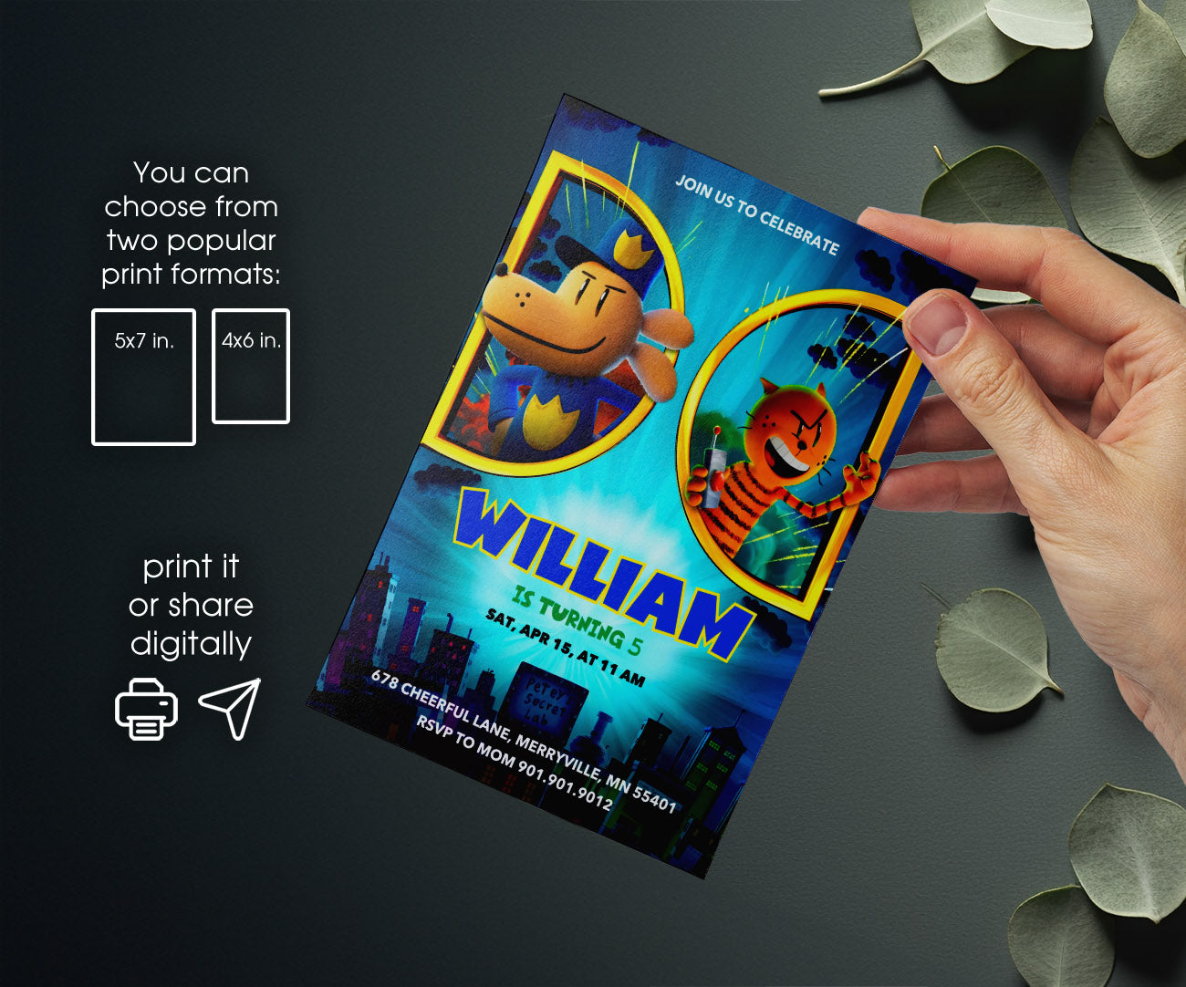 Dog Man Movie customizable invitation template | Share or Print | VT854