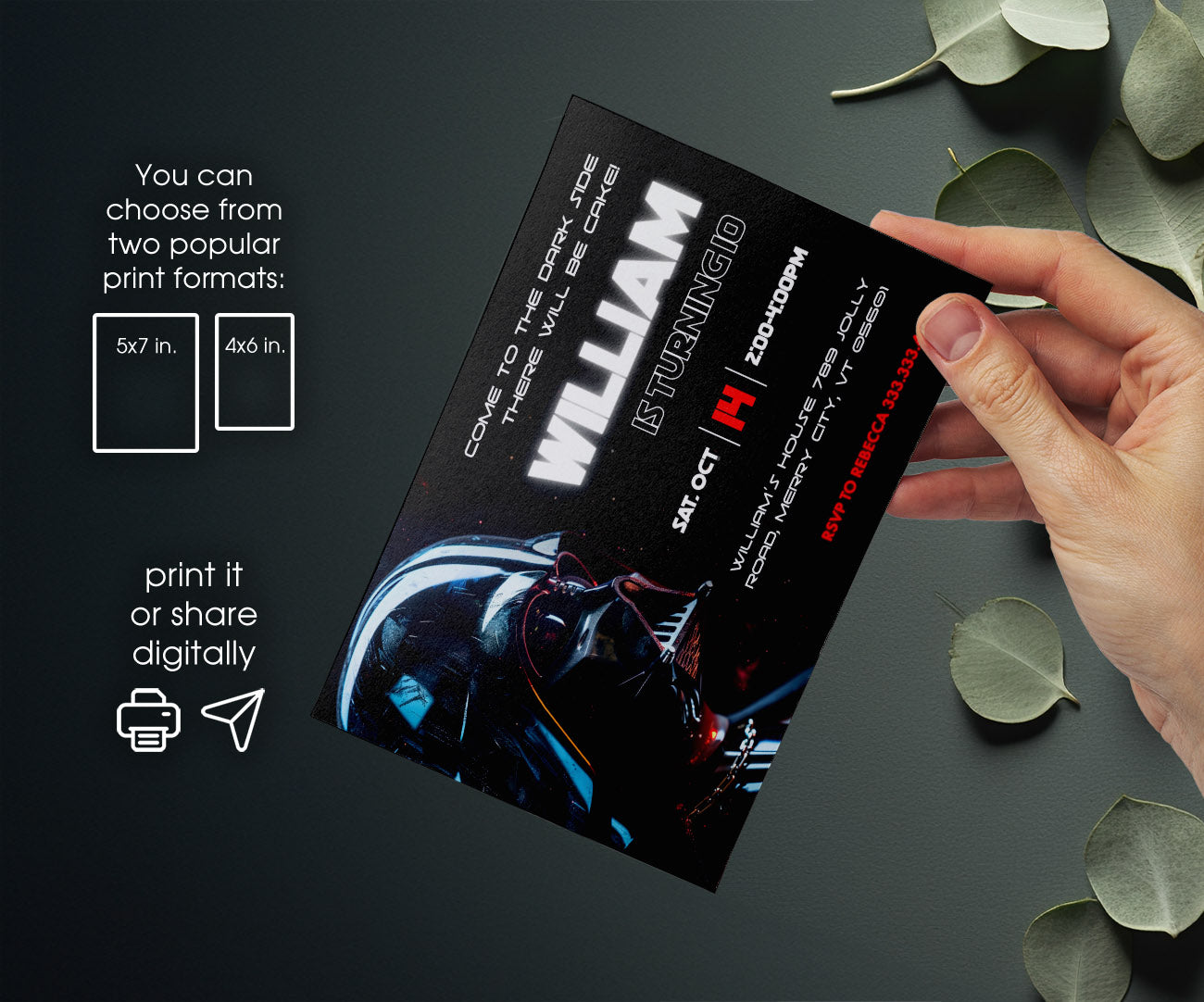 Star Wars Darth Vader customizable invitation template | Share or Print | boy | BX148