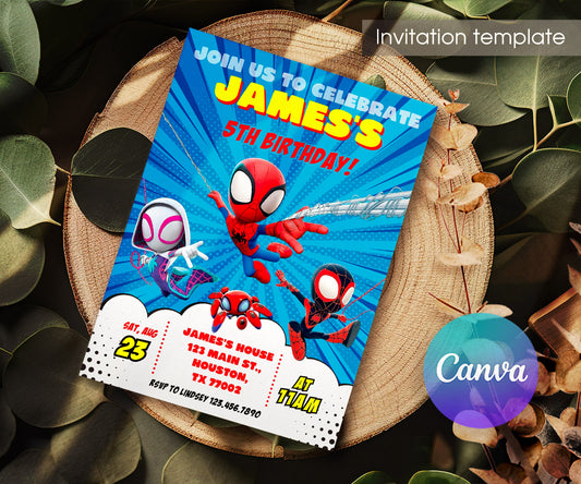 Spidey and His Amazing Friends customizable invitation template | Share or Print | boy | HT694