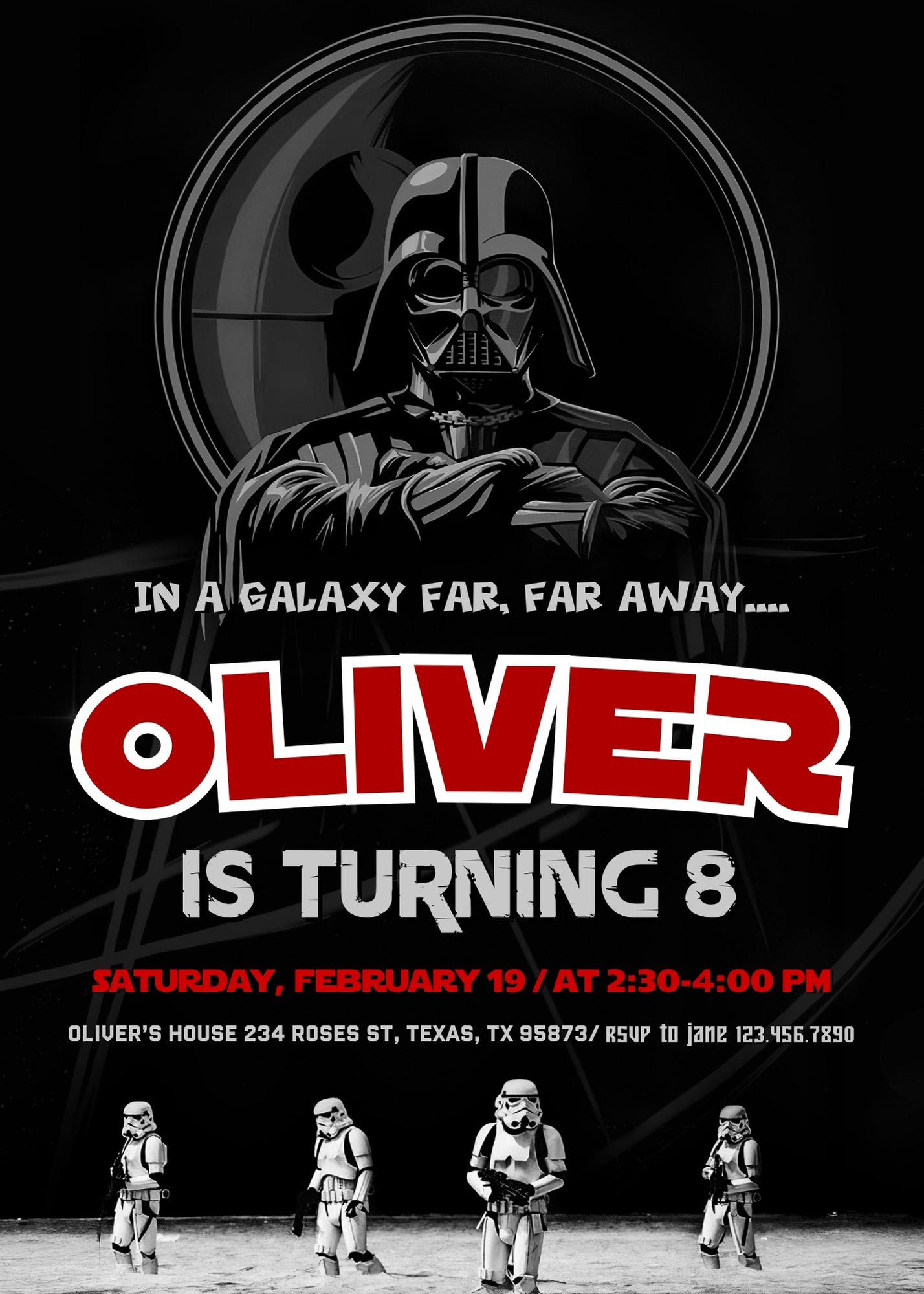 Star Wars Darth Vader customizable invitation template | Share or Print | boy | UA105