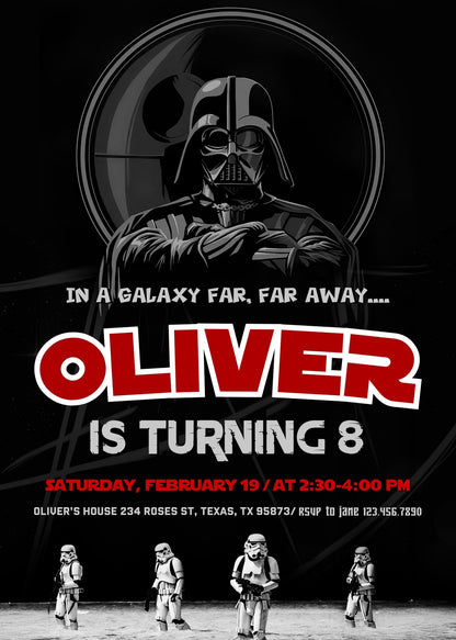 Star Wars Darth Vader customizable invitation template | Share or Print | boy | UA105