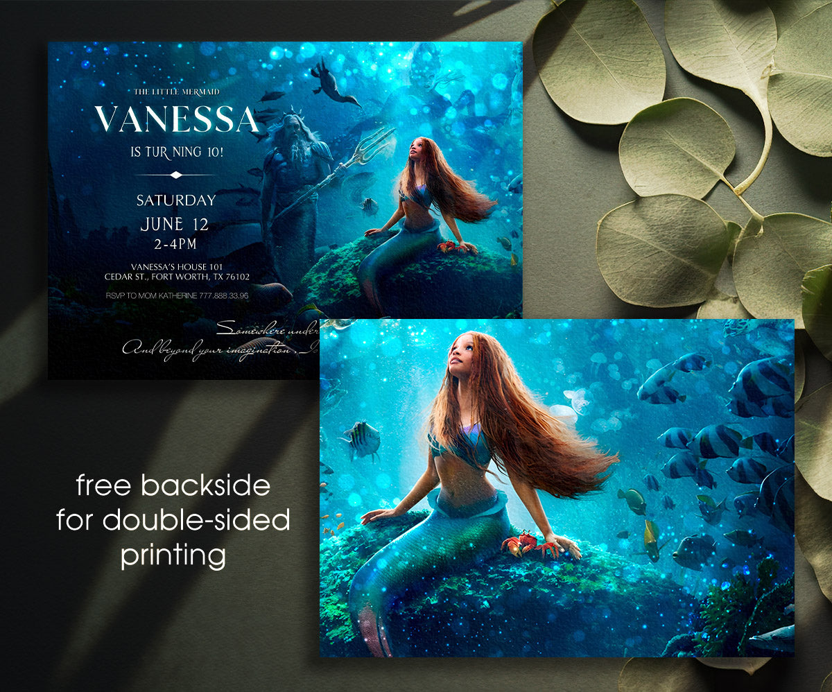 The Little Mermaid Ariel customizable invitation template | Share or Print | girl | XE479