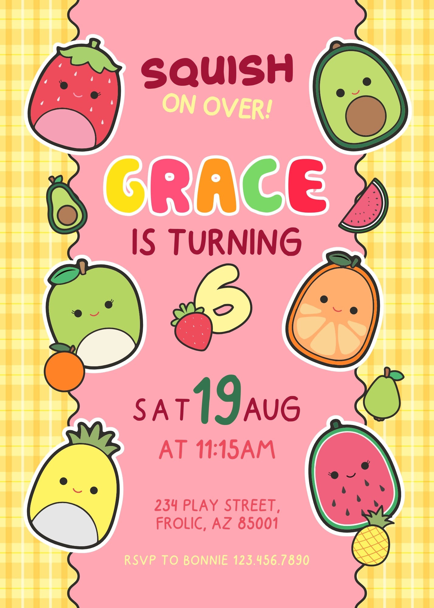 Squishmallows customizable invitation template | Share or Print | RW268
