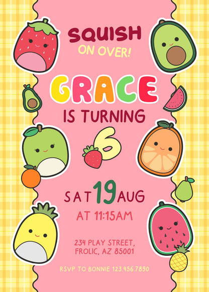 Squishmallows customizable invitation template | Share or Print | RW268