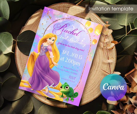 Rapunzel Princess Tangled customizable invitation template | Share or Print | girl | WP435