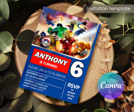 Lego Minifigures customizable invitation template | Share or Print | QY890