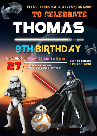 Star Wars Darth Vader customizable invitation template | Share or Print | boy | EZ806