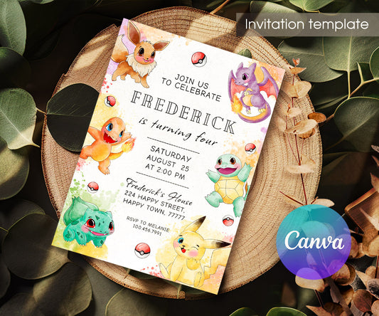 Pokemon Pikachu customizable invitation template | Share or Print | XD645