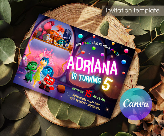 Inside Out 2 customizable invitation template | Share or Print | ZT968