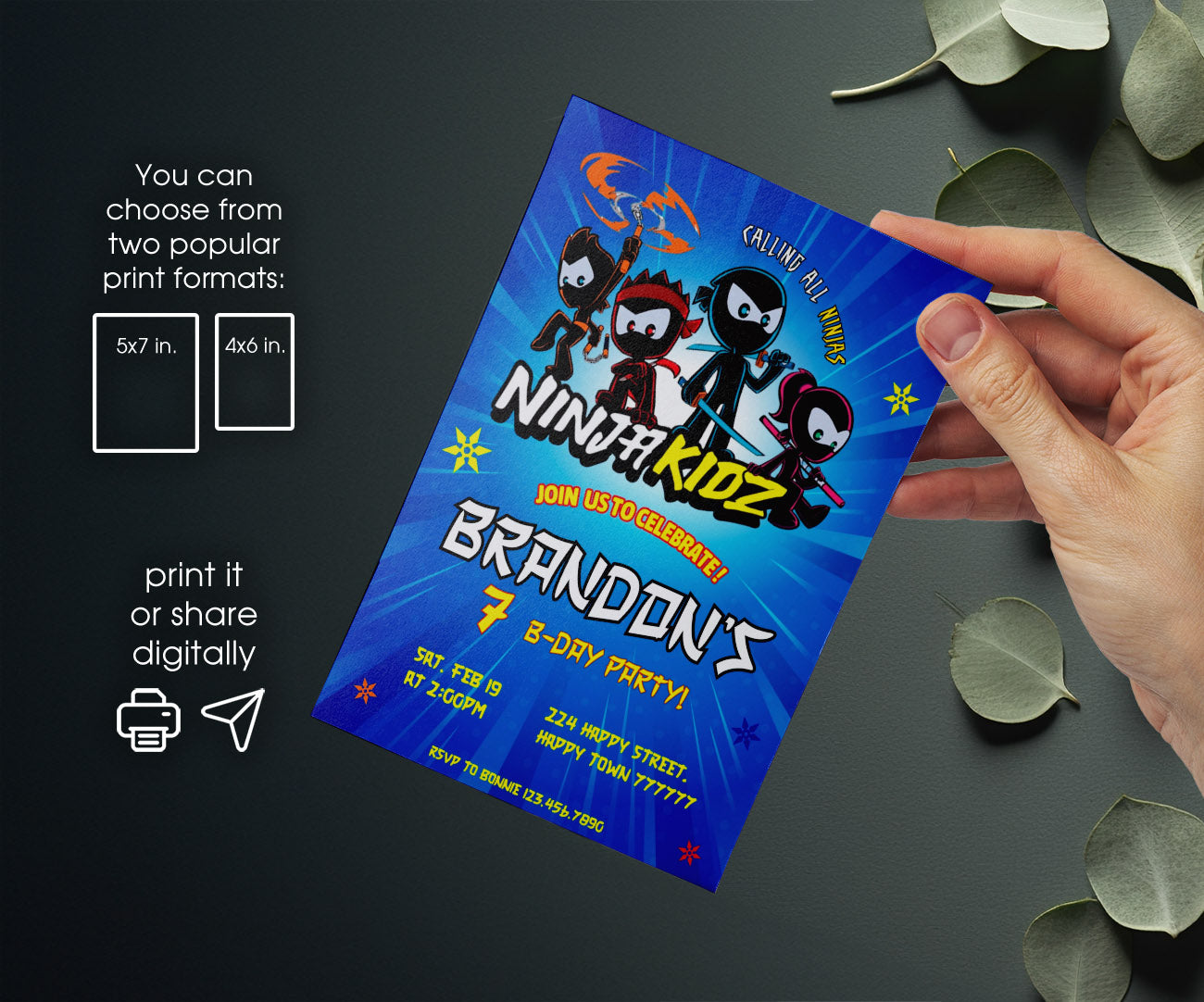 Ninja Kidz TV customizable invitation template | Share or Print | FI823