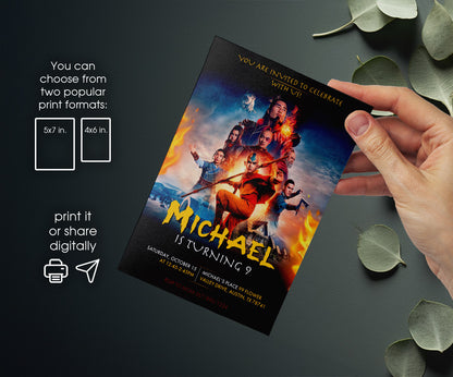 Avatar The Last Airbender customizable invitation template | Share or Print | DV262
