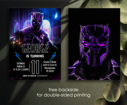 Black Panther Superhero Marvel customizable invitation template | Share or Print | boy | NZ291