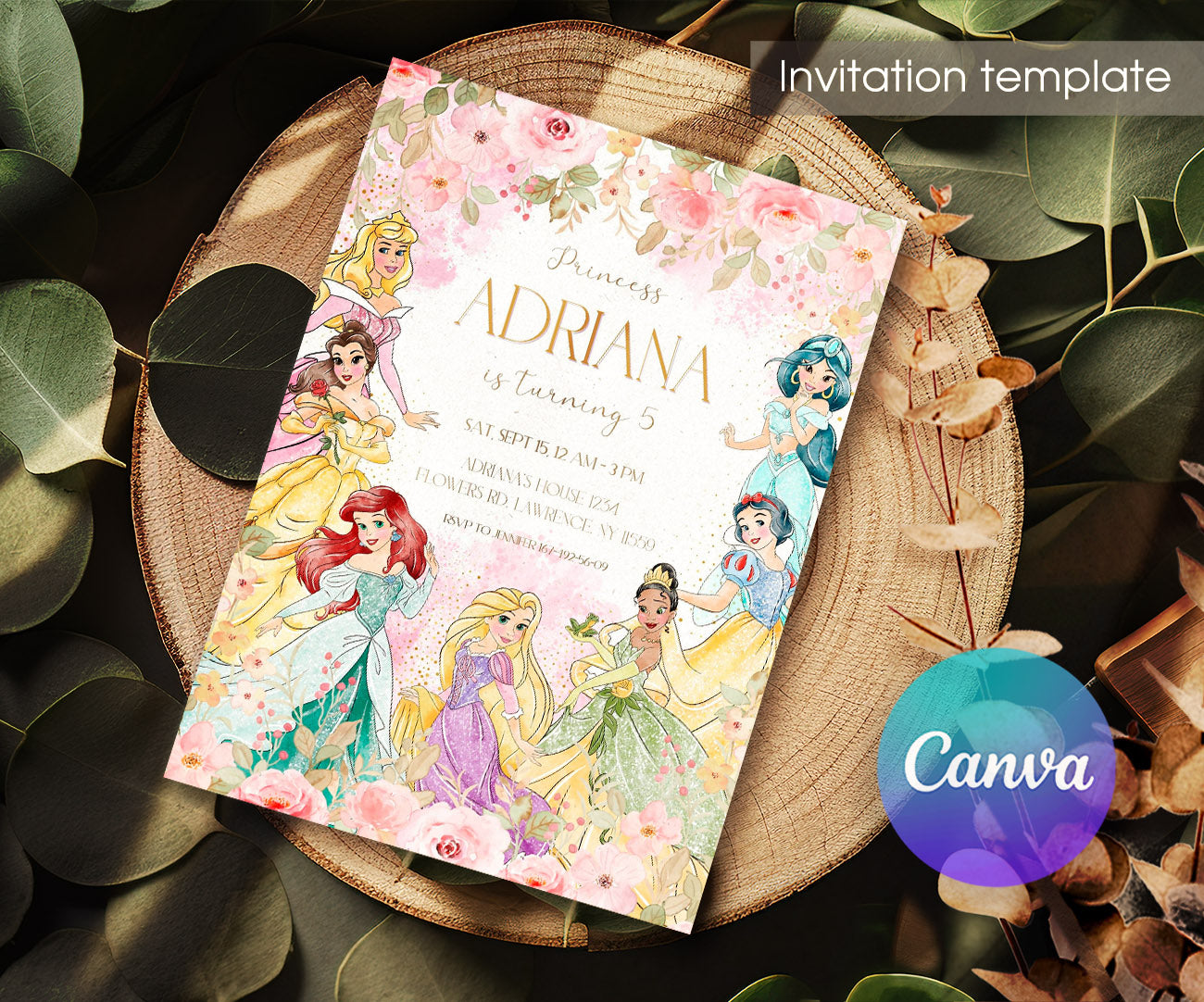 Disney Princess customizable invitation template | Share or Print | girl | OV318