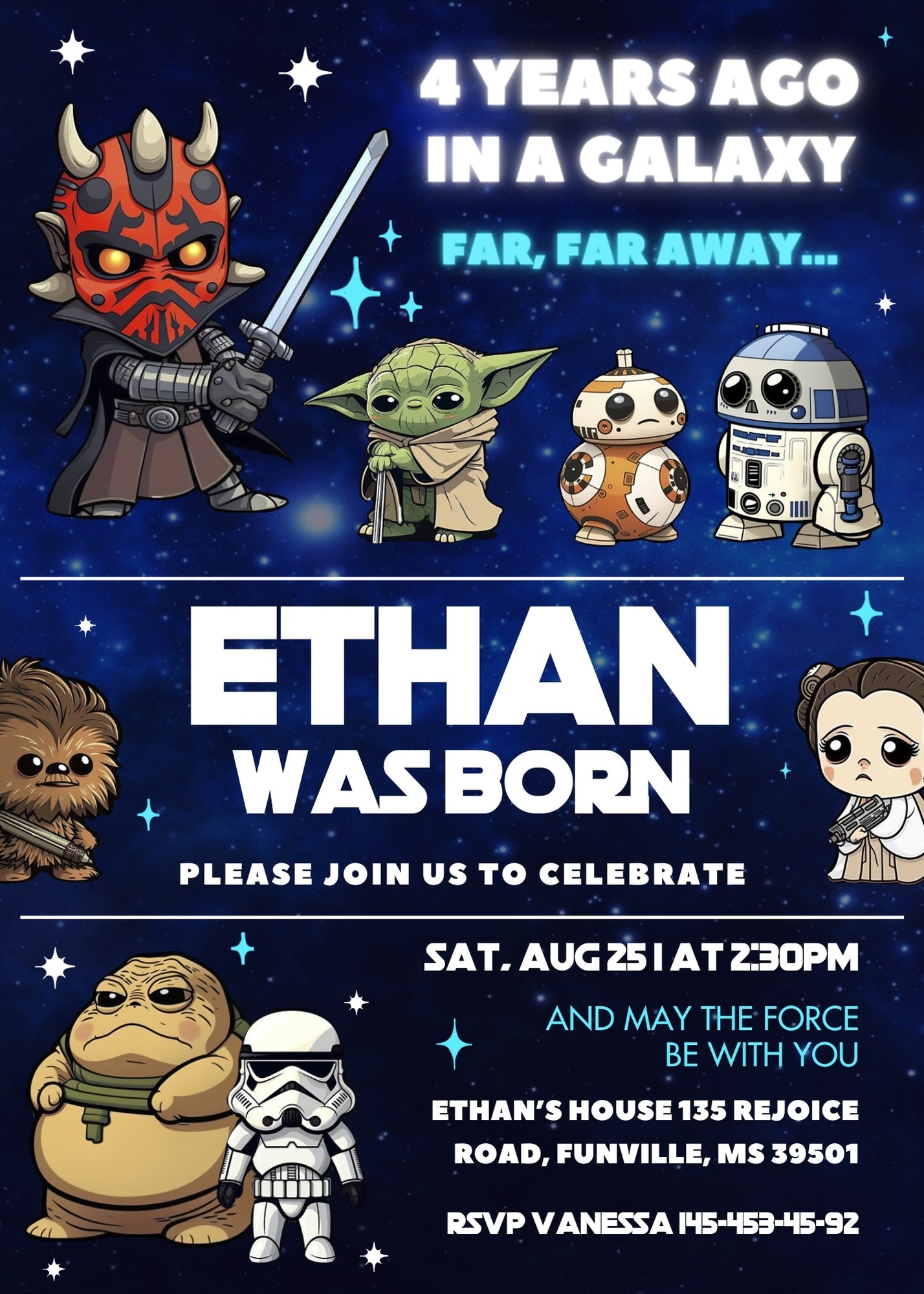 Star Wars Darth Vader customizable invitation template | Share or Print | boy | CN036