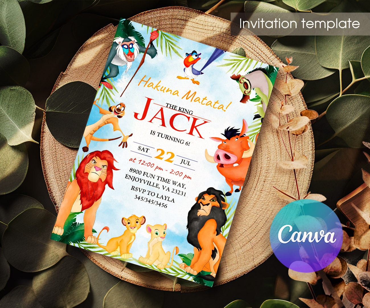 Lion King Simba customizable invitation template | Share or Print | ZX260