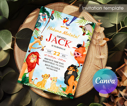 Lion King Simba customizable invitation template | Share or Print | ZX260