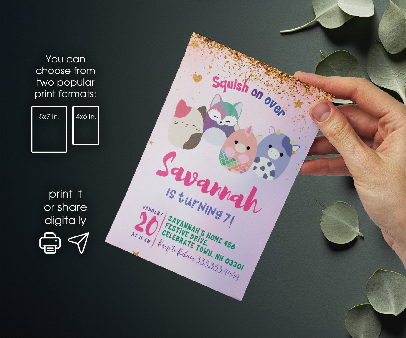 Squishmallows customizable invitation template | Share or Print | QU391