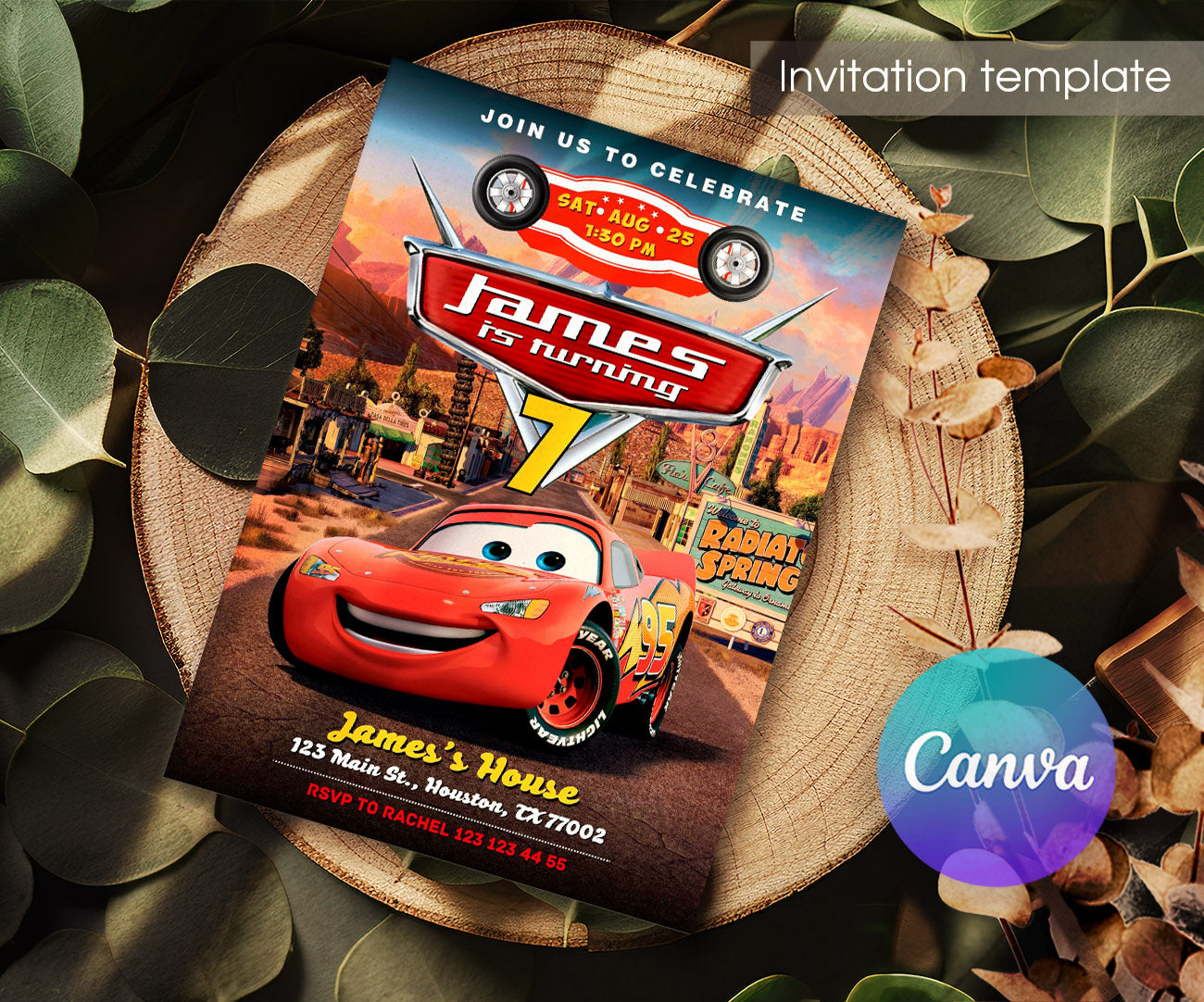 Cars Lightning McQueen customizable invitation template | Share or Print | boy | JN581