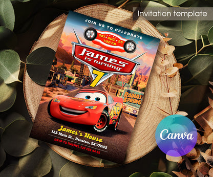 Cars Lightning McQueen customizable invitation template | Share or Print | boy | JN581