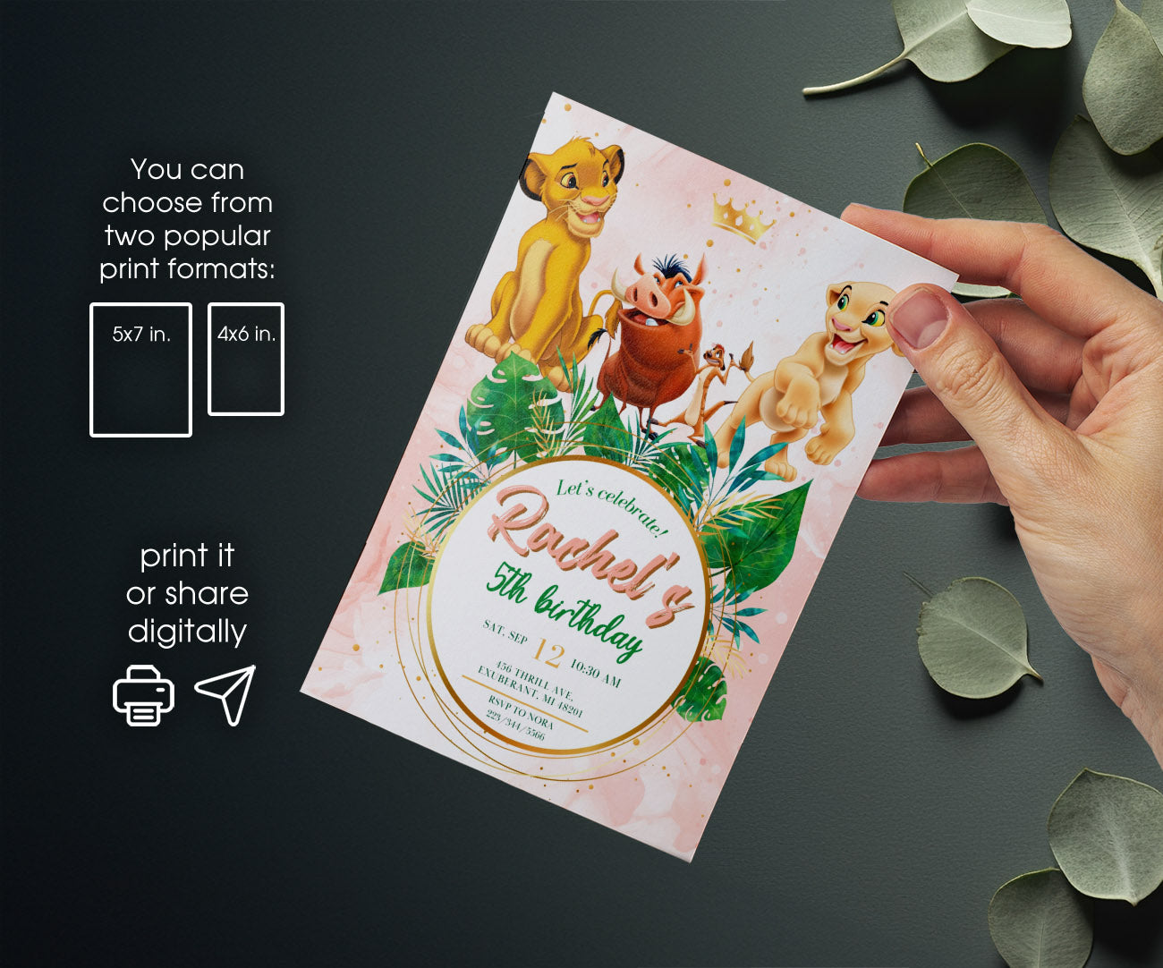 Lion King Simba customizable invitation template | Share or Print | AM909