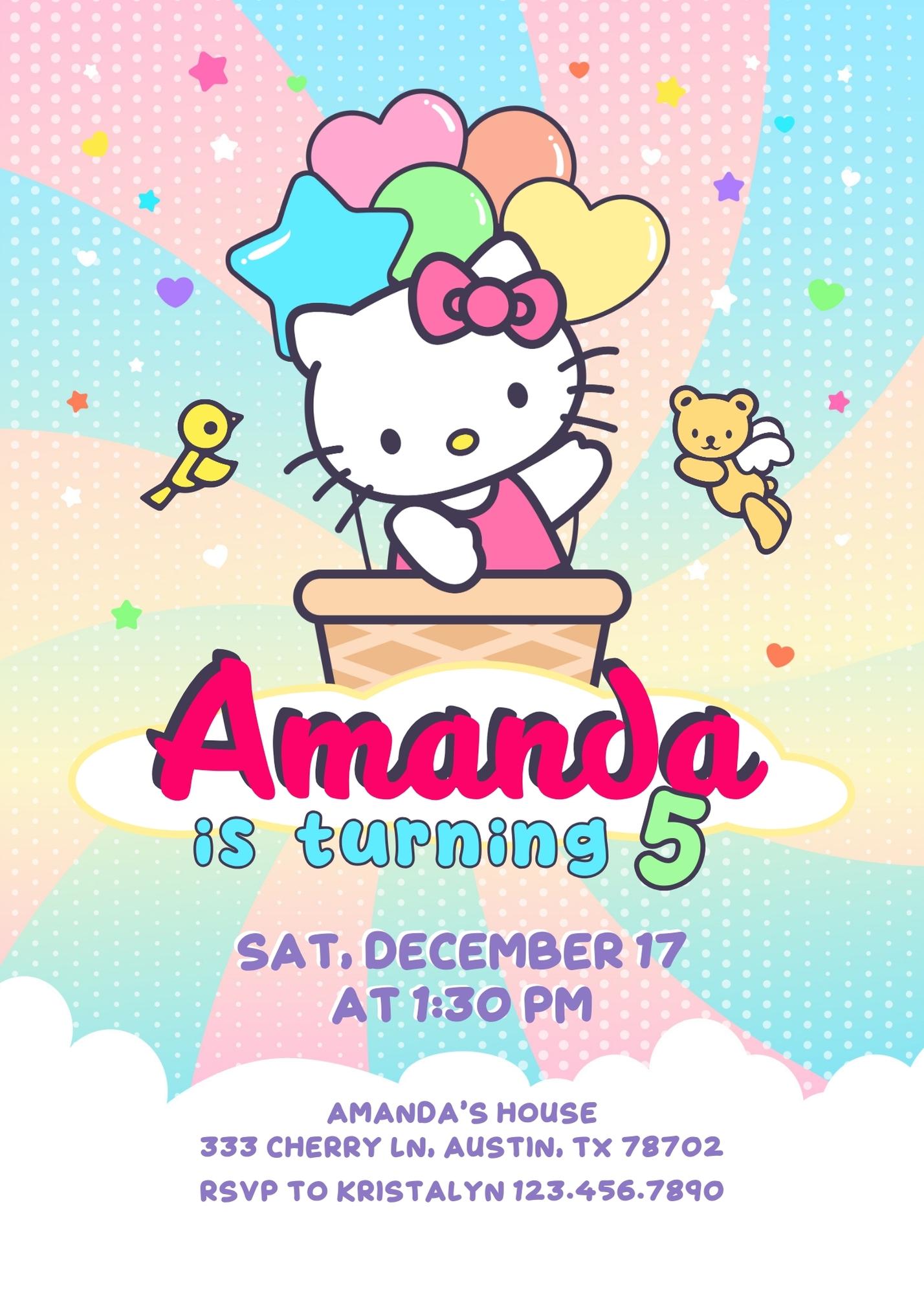 Hello Kitty Sanrio customizable invitation template | Share or Print | NE764