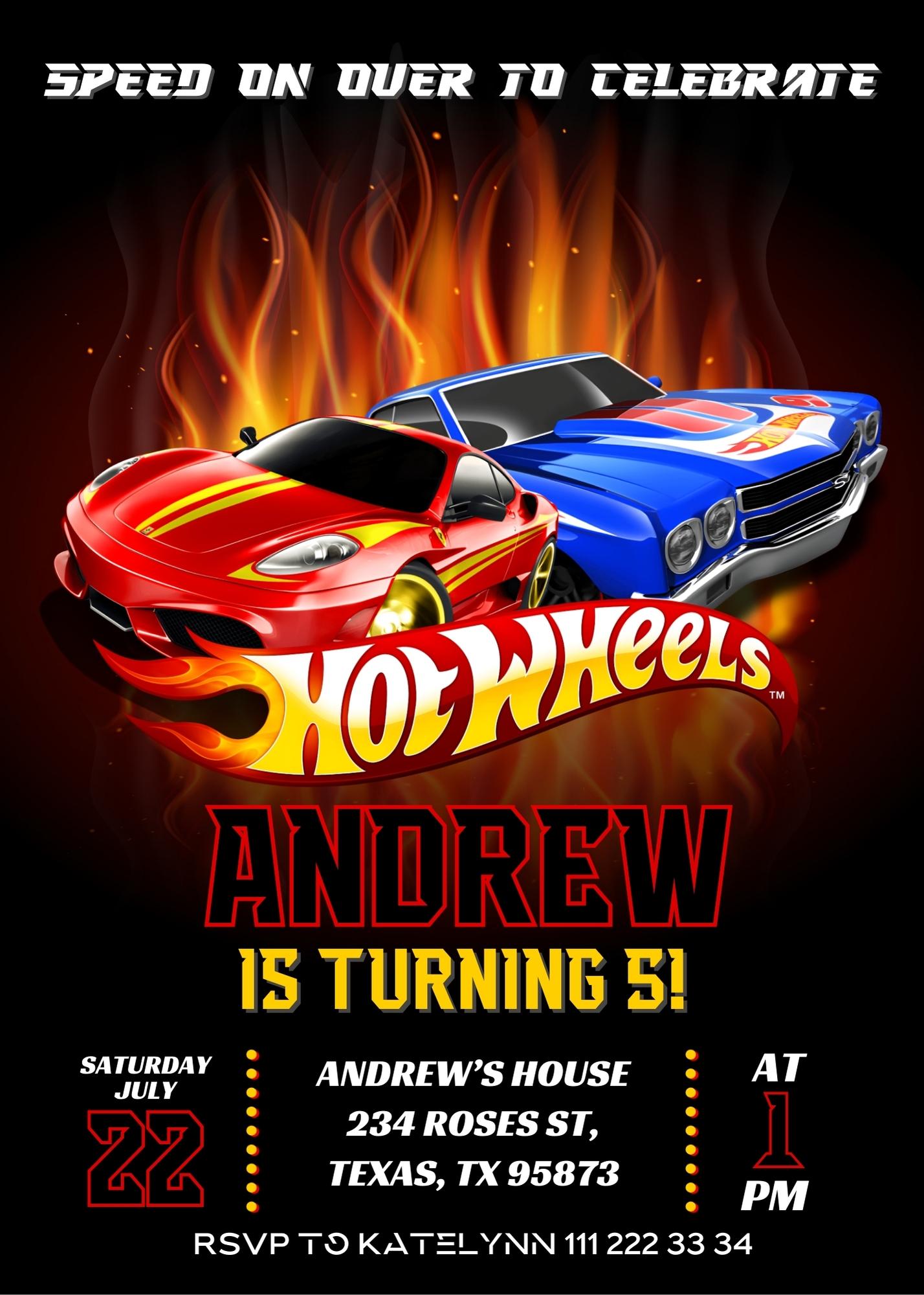 Hot Wheels Racing customizable invitation template | Share or Print | boy | UQ583