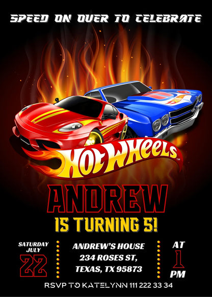 Hot Wheels Racing customizable invitation template | Share or Print | boy | UQ583