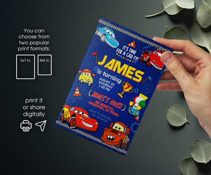 Cars Lightning McQueen customizable invitation template | Share or Print | boy | KS702