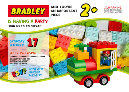 Lego Duplo Train customizable invitation template | Share or Print | YM731
