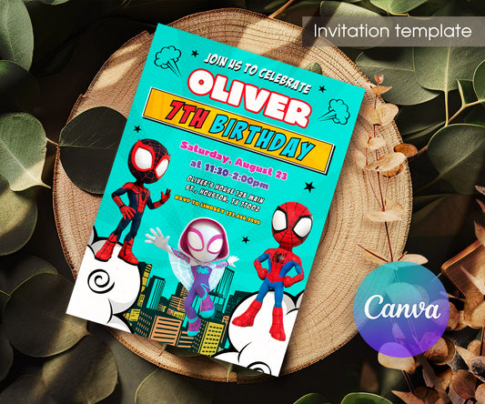 Spidey and His Amazing Friends customizable invitation template | Share or Print | boy | DC179
